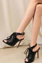 chic pu leather 4 colors eyelet strappy high-heel sandals_Black