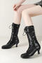 chic two colors sequin decor strappy zip-up side midi-heel boots_Black