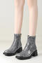 chic 3 colors snakeskin pu leather zip-up side chunky heel boots_Dark Gray_Gold_Silver