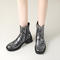 chic 3 colors snakeskin pu leather zip-up side chunky heel boots_Dark Gray