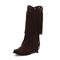 chic 4 colors suede pentagram rivet tassel decor chunky heel cowgirl boots_Black_Pink_Red_Brown