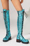chic 3 colors sequin decor high-tube strappy chunky heel boots_Pink_Sky Blue