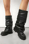 chic stylish pu leather 5 colors thick bottoms boots_Black