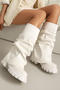 chic stylish pu leather 5 colors thick bottoms boots_Black_White