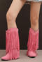 chic stylish suede 5 colors tassel metal five-pointed star boots_Black_Pink