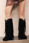 chic stylish suede 5 colors tassel metal five-pointed star boots_Black