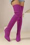 chic 3 colors knitted pointed toe over knee transparent high heel boots_Black_Red_Purple