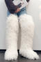 stylish faux wool 11 colors high-tube over knee warm snow boots_Black_White