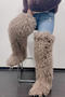 stylish faux wool high-tube over knee warm snow boots_Khaki 