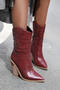 chic retro 4 colors pu leather chunky high heel boots_Black_White_Rose Red