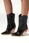 chic retro 4 colors pu leather chunky high heel boots_Black
