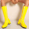 chic 4 colors gloss pu leather zip-up side chunky heel boots_Red_Yellow