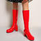 chic 4 colors gloss pu leather zip-up side chunky heel boots_Red