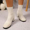chic 3 colors knitted upper chunky heel martin boots_Black_Beige