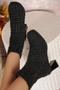 chic stylish knitted upper chunky heel martin boots_Black