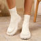 stylish 3 colors knitted upper thick bottoms martin boots_Black_Green_Beige