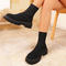 stylish 3 colors knitted upper thick bottoms martin boots_Black