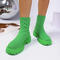 chic 3 colors knitted upper thick bottom martin boots_Black_Green