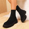 chic 3 colors knitted upper thick bottom martin boots_Black