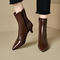 chic 4 colors gloss pu leather pointed toe midi heel boots_Black_Brown