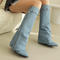 chic 3 colors denim upper pointed toe high-tube high-heel boots_Dark Gray_Sky Blue