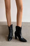 chic 4 colors pu leather pointed toe zip-up chunky high-heel boots_Black
