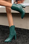 chic 4 colors pu leather pointed toe zip-up chunky high-heel boots_Black_Rose Red_Green