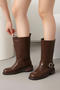 stylish pu leather chunky heel cowgirl boots_Black_Brown