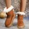 stylish comfortable 3 colors thick bottoms with lined flat snow boots_Black_White_Brown