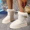 stylish comfortable 3 colors thick bottoms with lined flat snow boots_Black_White