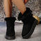 stylish comfortable 3 colors thick bottoms with lined flat snow boots_Black