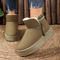 stylish comfortable 3 colors thick bottoms with lined zip-up side snow boots_Black_Dark Green