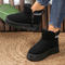 stylish comfortable 3 colors thick bottoms with lined zip-up side snow boots_Black