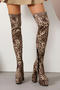 chic leopard suede upper high-tube over knee chunky high-heel boots_Beige