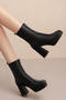 chic pu leather 5 colors zip-up chunky high-heel boots_Black