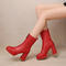 chic pu leather 5 colors zip-up chunky high-heel boots_Black_White_Red
