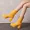 chic pu leather 5 colors zip-up chunky high-heel boots_Black_White_Red_Yellow