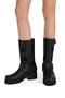 chic pu leather 3 colors chunky heel cowgirl boots_Black