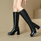 chic 4 colors gloss pu leather square toe zip-up side chunky high-heel boots_Black