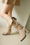 stylish retro 5 colors suede chunky high-heel boots_Black_Red_Green_Beige