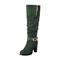 stylish retro 5 colors suede chunky high-heel boots_Black_Red_Green