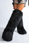 stylish new solid color warm fur boots#1#(heel high:3cm)_Black
