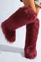 stylish new solid color warm fur boots#1#(heel high:3cm)_Black_White_Gray_Red_Rose Red