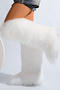 stylish new solid color warm fur boots#1#(heel high:3cm)_Black_White