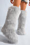 stylish new solid color warm fur boots#2#(heel high:3cm)_Gray