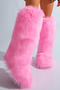 stylish new solid color warm fur boots#2#(heel high:3cm)_Gray_Pink