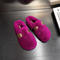 stylish warm 4 colors one-step furry slippers_Black_Magenta