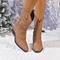stylish denim upper 3 colors chunky heel cowgirl boots_Black_Sky Blue_Brown