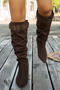 chic suede upper pointed toe high-tube high-heel boots_Black_Brown