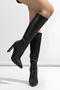 chic pu leather solid colour pointed toe high-heel boots_Black